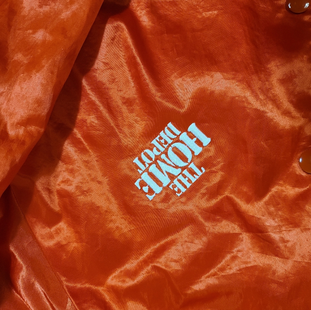 Vintage Home Depot Satin Varsity Jacket Men’s L Made in USA Orange Hartwell 90's - Picture 4 of 9